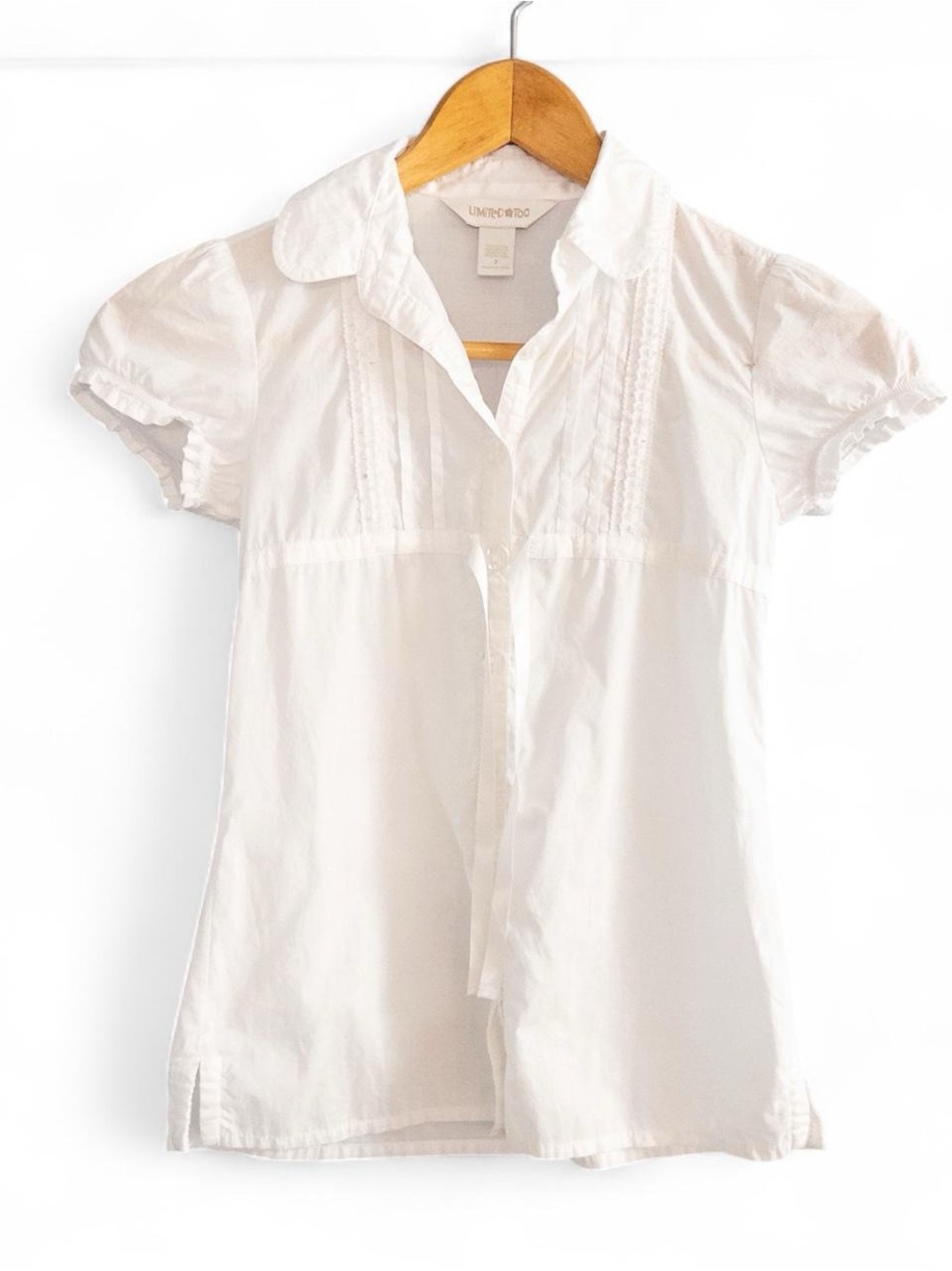 Vintage Y2K Limited Too White Button-Down Top, Girls Size 7